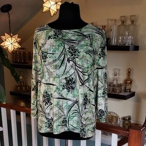 JM Collection Womens Floral Leaf Top
